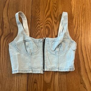 Topshop Moto Light Blue Denim Top